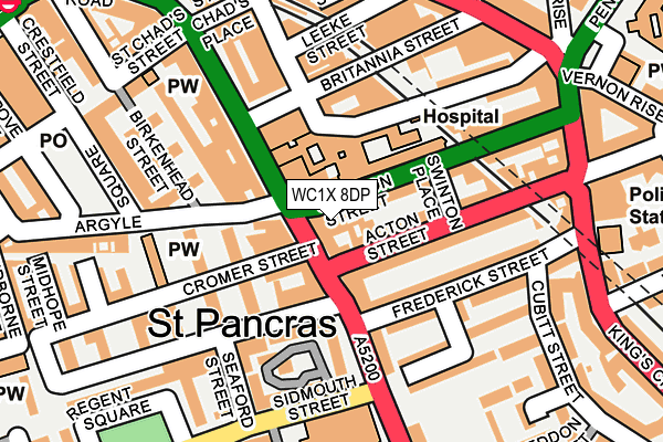 WC1X 8DP map - OS OpenMap – Local (Ordnance Survey)