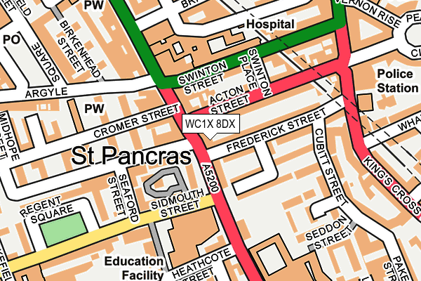 WC1X 8DX map - OS OpenMap – Local (Ordnance Survey)