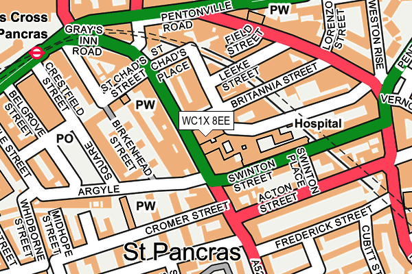 WC1X 8EE map - OS OpenMap – Local (Ordnance Survey)