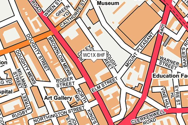 WC1X 8HF map - OS OpenMap – Local (Ordnance Survey)