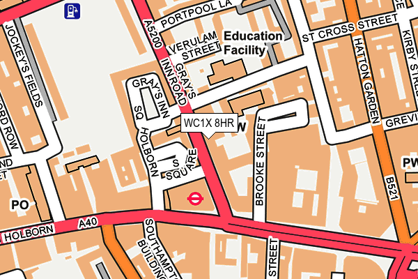WC1X 8HR map - OS OpenMap – Local (Ordnance Survey)