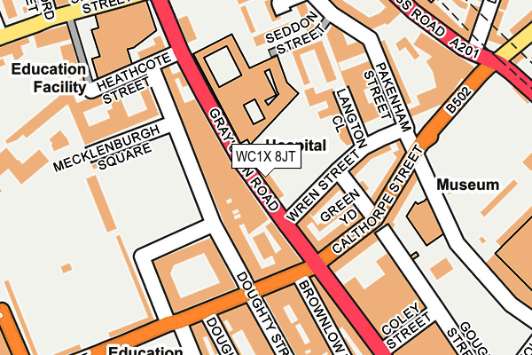 WC1X 8JT map - OS OpenMap – Local (Ordnance Survey)