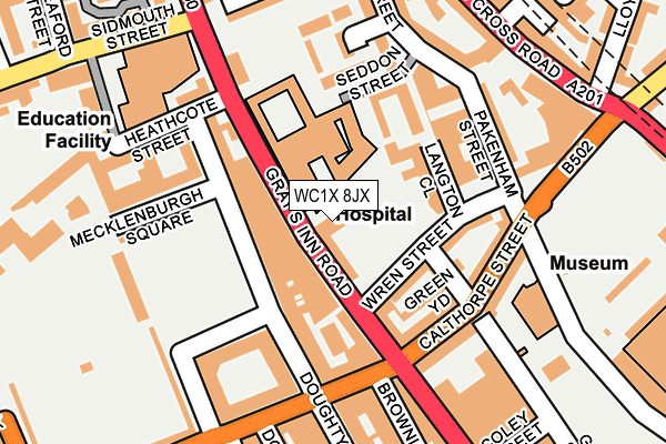 WC1X 8JX map - OS OpenMap – Local (Ordnance Survey)