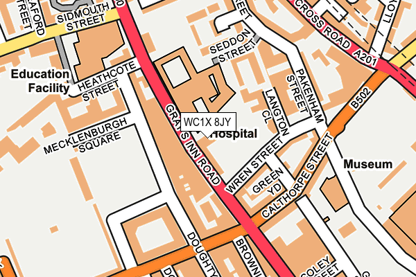 WC1X 8JY map - OS OpenMap – Local (Ordnance Survey)
