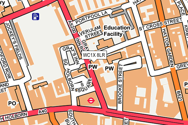 WC1X 8LR map - OS OpenMap – Local (Ordnance Survey)