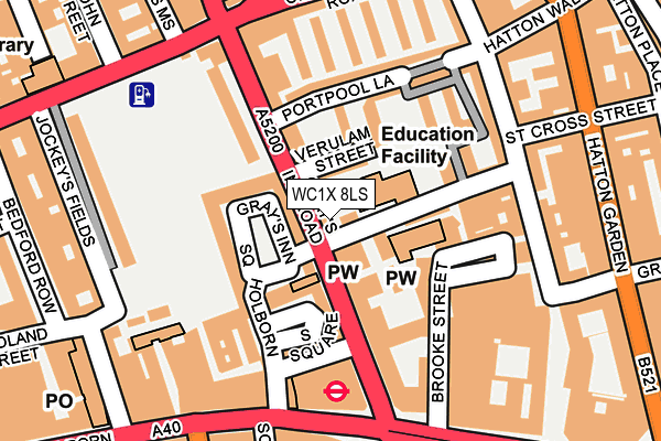 WC1X 8LS map - OS OpenMap – Local (Ordnance Survey)