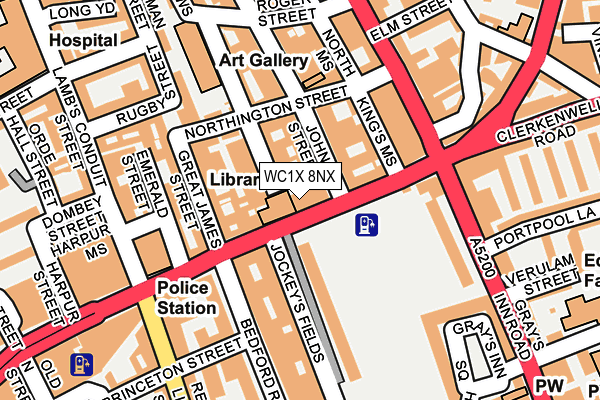 WC1X 8NX map - OS OpenMap – Local (Ordnance Survey)