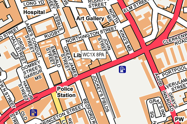 WC1X 8PA map - OS OpenMap – Local (Ordnance Survey)