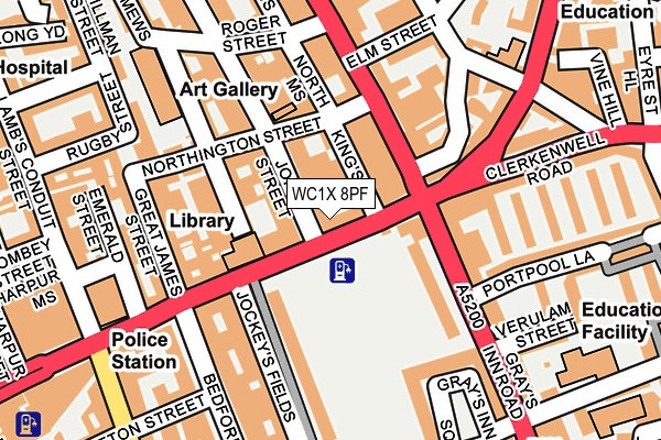WC1X 8PF map - OS OpenMap – Local (Ordnance Survey)