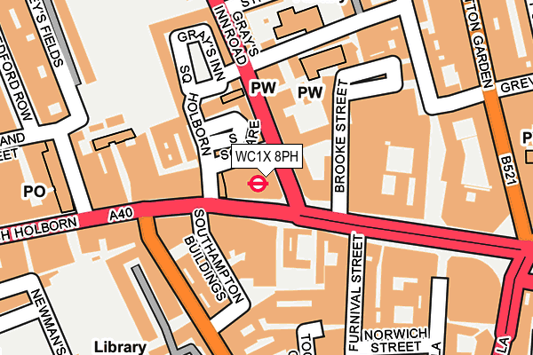 WC1X 8PH map - OS OpenMap – Local (Ordnance Survey)