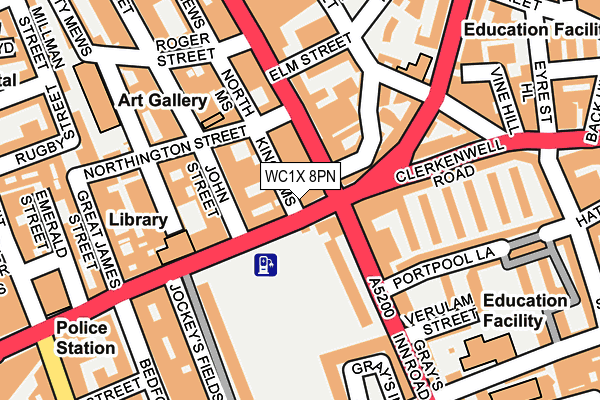 WC1X 8PN map - OS OpenMap – Local (Ordnance Survey)