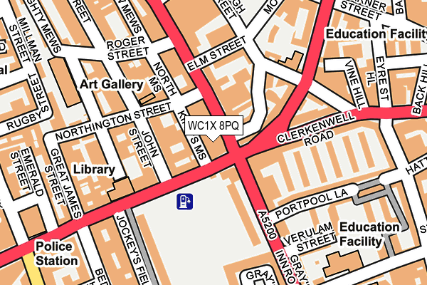 WC1X 8PQ map - OS OpenMap – Local (Ordnance Survey)