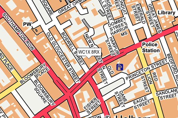 WC1X 8RX map - OS OpenMap – Local (Ordnance Survey)
