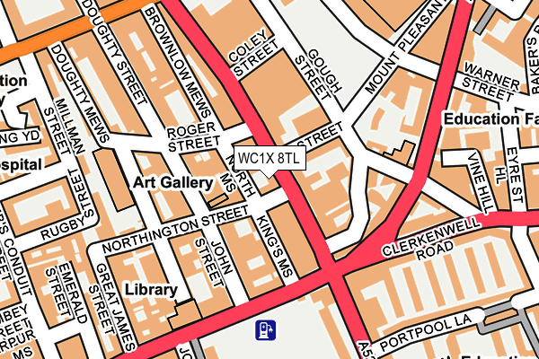WC1X 8TL map - OS OpenMap – Local (Ordnance Survey)
