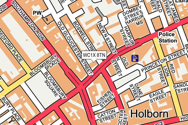 WC1X 8TN map - OS OpenMap – Local (Ordnance Survey)