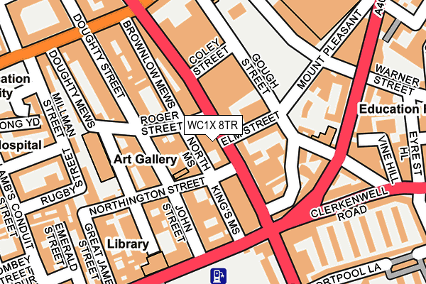 WC1X 8TR map - OS OpenMap – Local (Ordnance Survey)
