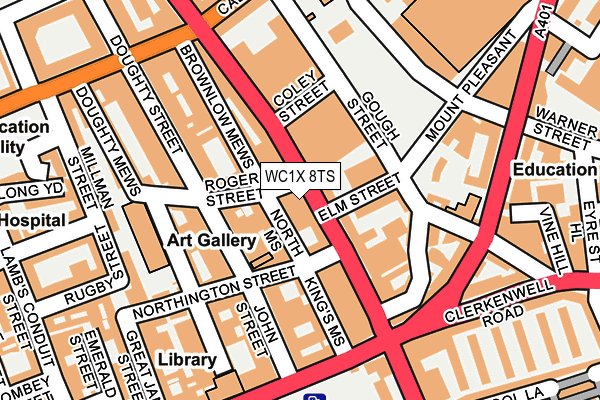 WC1X 8TS map - OS OpenMap – Local (Ordnance Survey)