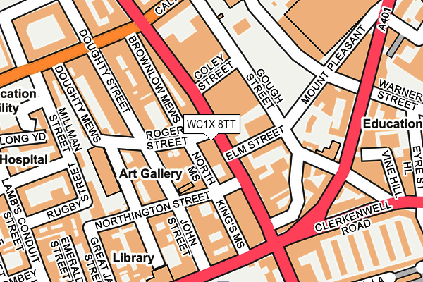 WC1X 8TT map - OS OpenMap – Local (Ordnance Survey)