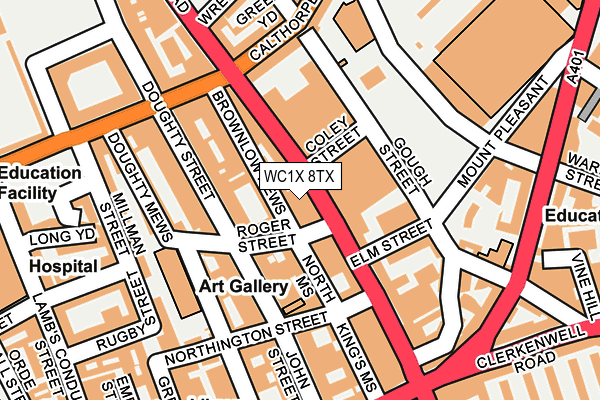 WC1X 8TX map - OS OpenMap – Local (Ordnance Survey)