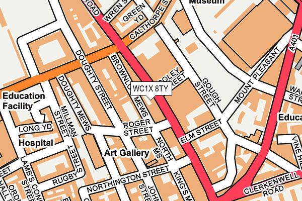 WC1X 8TY map - OS OpenMap – Local (Ordnance Survey)