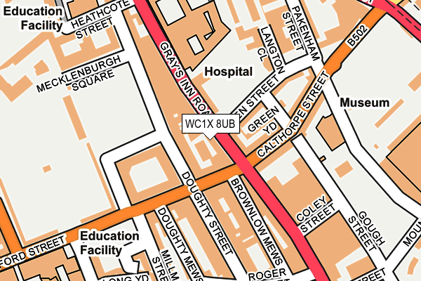 WC1X 8UB map - OS OpenMap – Local (Ordnance Survey)