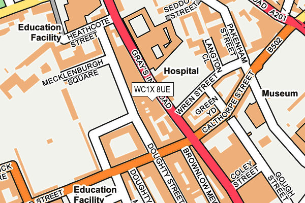 WC1X 8UE map - OS OpenMap – Local (Ordnance Survey)