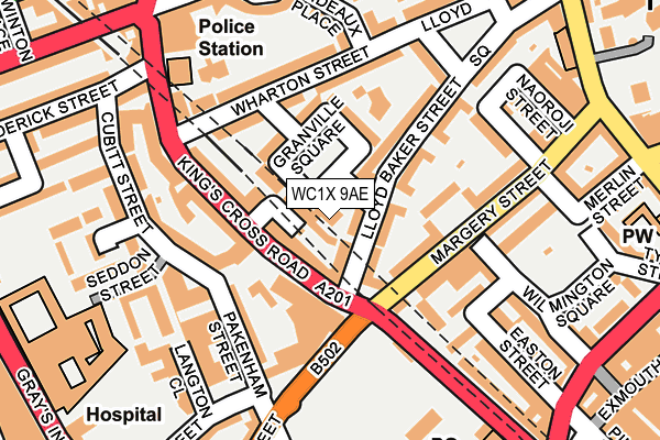 WC1X 9AE map - OS OpenMap – Local (Ordnance Survey)
