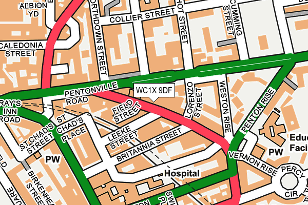 WC1X 9DF map - OS OpenMap – Local (Ordnance Survey)