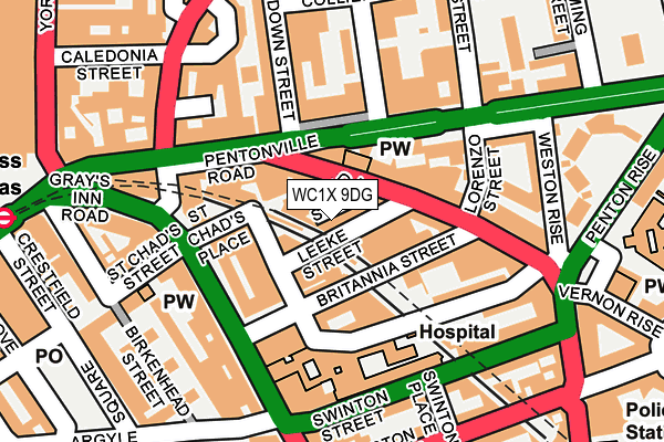 WC1X 9DG map - OS OpenMap – Local (Ordnance Survey)