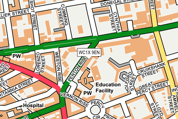 WC1X 9EN map - OS OpenMap – Local (Ordnance Survey)