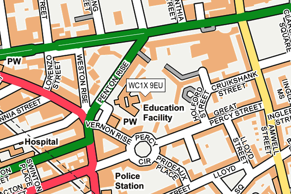 WC1X 9EU map - OS OpenMap – Local (Ordnance Survey)