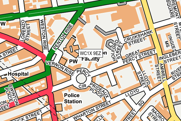 WC1X 9EZ map - OS OpenMap – Local (Ordnance Survey)