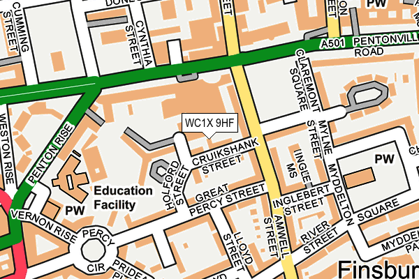 WC1X 9HF map - OS OpenMap – Local (Ordnance Survey)