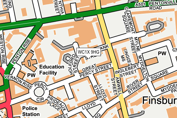 WC1X 9HG map - OS OpenMap – Local (Ordnance Survey)