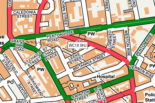 WC1X 9HJ map - OS OpenMap – Local (Ordnance Survey)