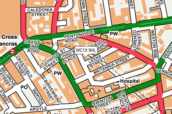 WC1X 9HL map - OS OpenMap – Local (Ordnance Survey)