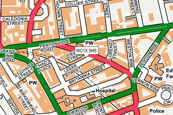 WC1X 9HS map - OS OpenMap – Local (Ordnance Survey)