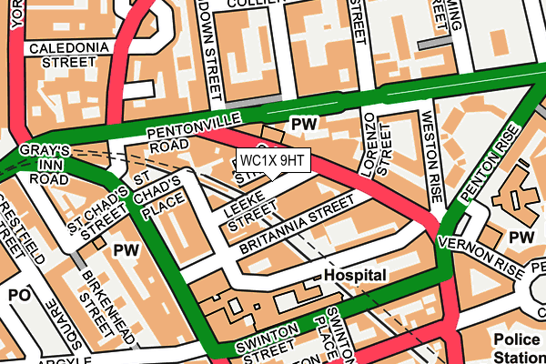 WC1X 9HT map - OS OpenMap – Local (Ordnance Survey)