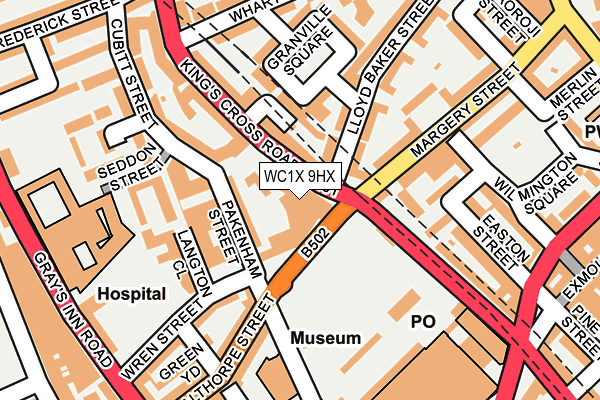 WC1X 9HX map - OS OpenMap – Local (Ordnance Survey)