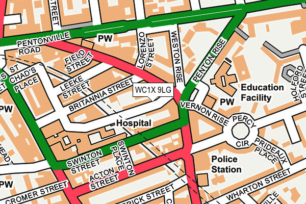 WC1X 9LG map - OS OpenMap – Local (Ordnance Survey)