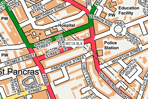 WC1X 9LX map - OS OpenMap – Local (Ordnance Survey)