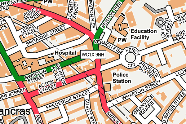 WC1X 9NH map - OS OpenMap – Local (Ordnance Survey)