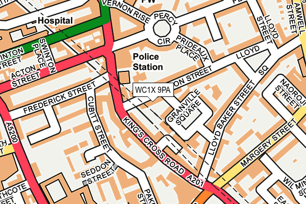 WC1X 9PA map - OS OpenMap – Local (Ordnance Survey)