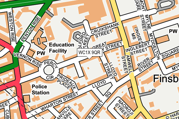 WC1X 9QR map - OS OpenMap – Local (Ordnance Survey)