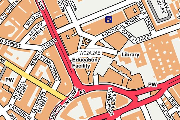 WC2A 2AE map - OS OpenMap – Local (Ordnance Survey)