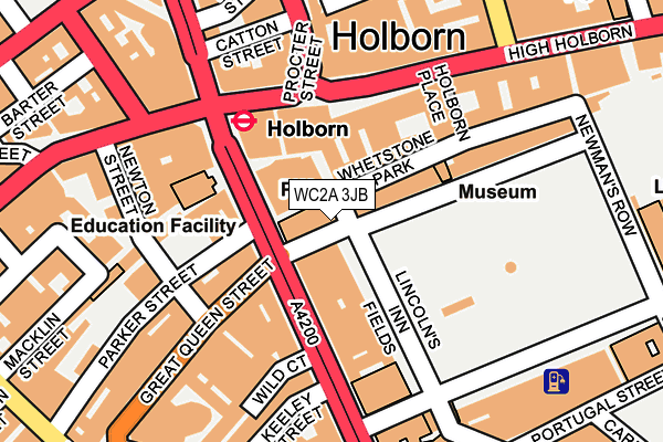 WC2A 3JB map - OS OpenMap – Local (Ordnance Survey)