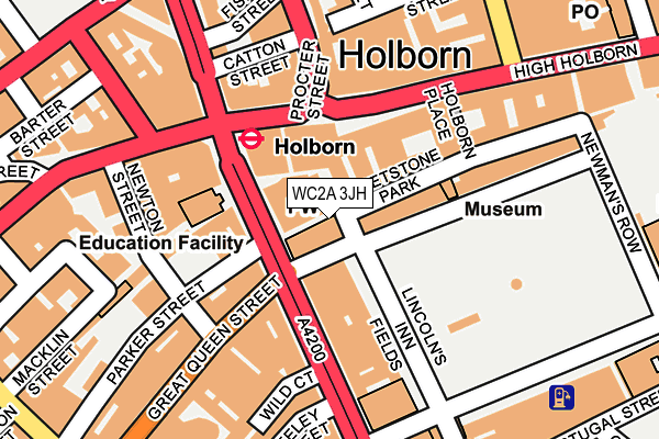 WC2A 3JH map - OS OpenMap – Local (Ordnance Survey)