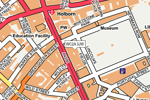 WC2A 3JW map - OS OpenMap – Local (Ordnance Survey)