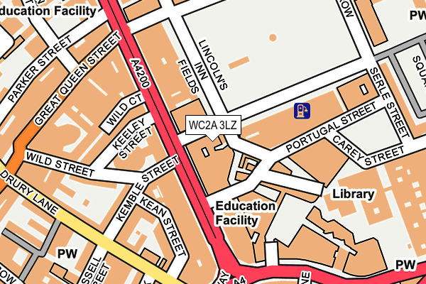 WC2A 3LZ map - OS OpenMap – Local (Ordnance Survey)