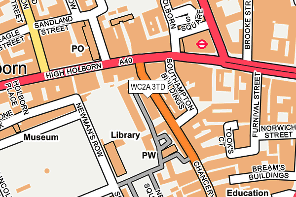 WC2A 3TD map - OS OpenMap – Local (Ordnance Survey)